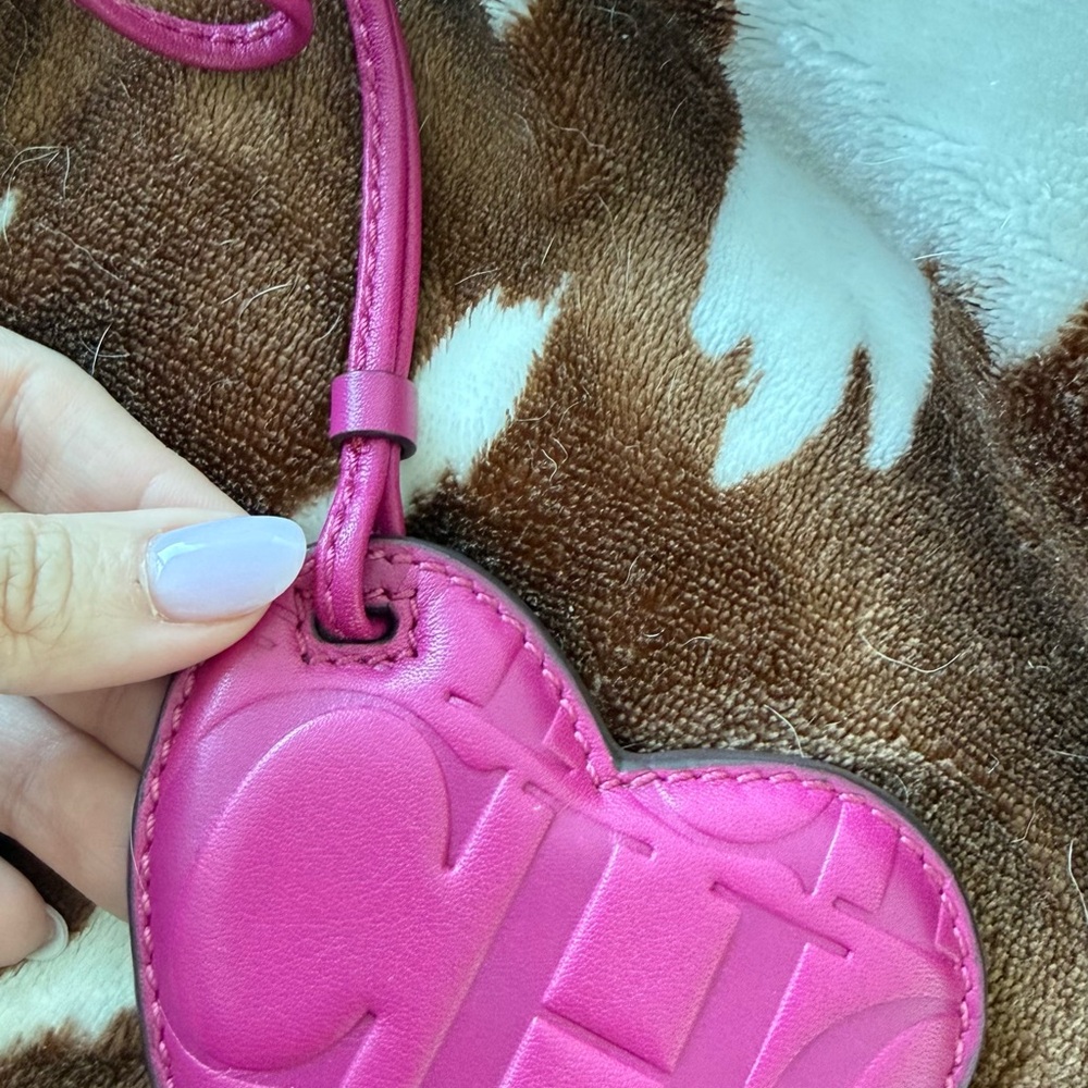 Carolina Herrera Pink Heart Leather Bag Charm